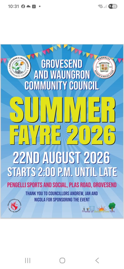 Grovesend and Waungron Community Council Summer Fayre 2026